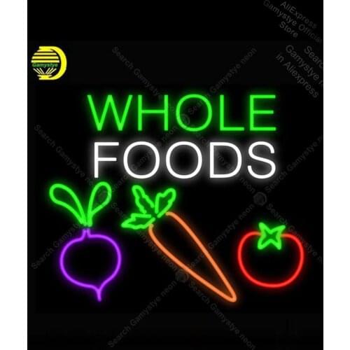 Whole Foods Neon Sign neon bulb Sign Glass Tube Hotel neon lights Recreationfood Room Neon Light Wall Beer Energy Drink Bar Neon