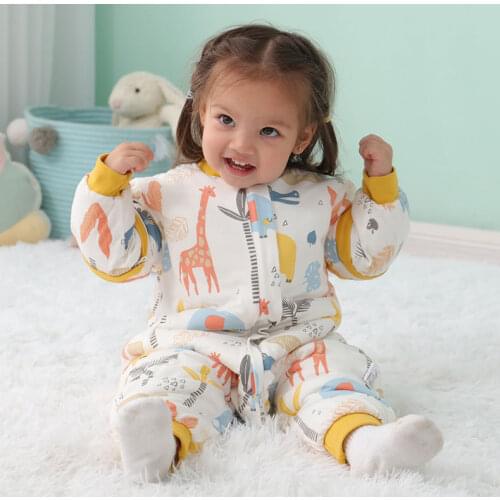Children Zipper Cute Fashion Sleep Sack Kids Winter Split Leg Thermal Sleeping Bag With Feet Onsies Pajamas Toddler Costume