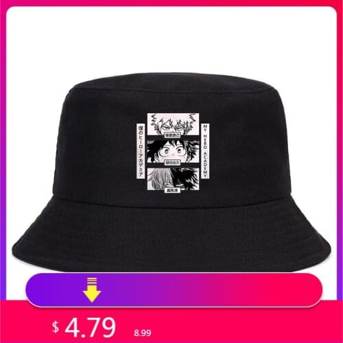 2021 New Japanese Anime My Hero Academia Kawaii Summer Cartoon Bnha Todoroki Unisex Tops Female Bucket Hat