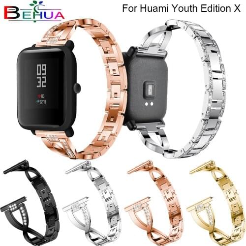 Applicable For Huami Youth Bip BIT Lite band with gorgeous X metal X-shaped bracelet strap wristband X style watch Strap bands