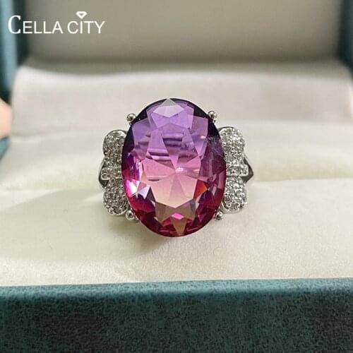 Cellacity Top Qaulity Gemstones Rings For Charm lady silver 925 jewelry finger gift open adjust size wedding party gift new