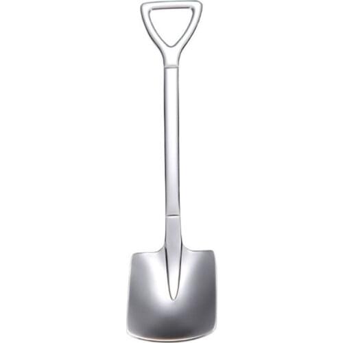 Practical 304 Stainless Steel Shovel Spoon Cute Engineer Flat Pointed Shovel Spoon Eat Dessert Cake Ice Cream Watermelon Spoon