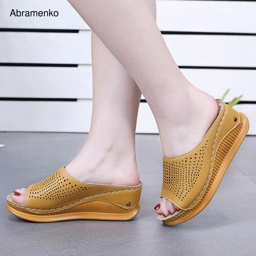 Wedges Sandals Women Summer Shoes Fashion Hollow Out Peep Toe platform Sandals Women Split High Heels Slippers