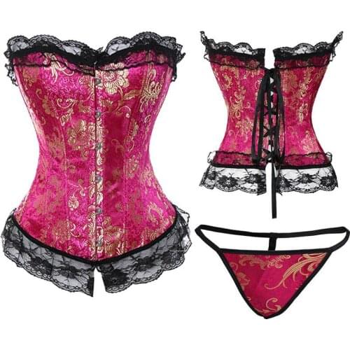 Sexy Bustier Corset Top Vintage Lingerie Corselet Lace Gothic Burlesque Costume Women Corsets Plus Size S-6XL