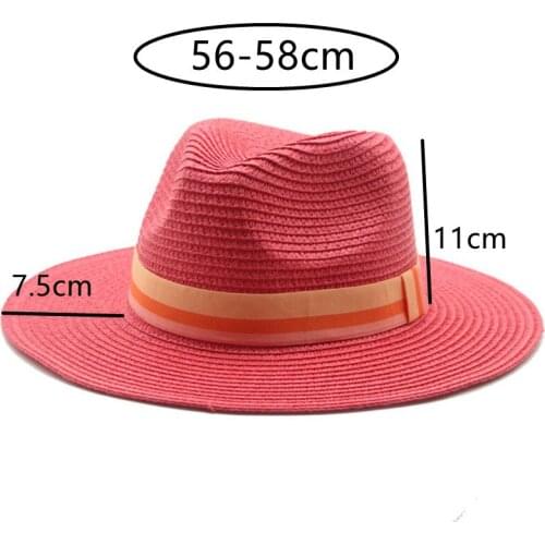 Summer sun hats handmade straw women men solid sun hats wide brim belt band casual outdoor beach yellow red blue sun straw hats