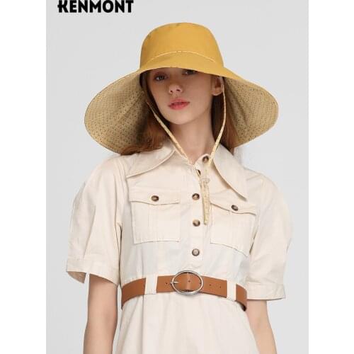 Kenmont large brim foldable beach sun hat female summer UV sun protection hat fisherman hat