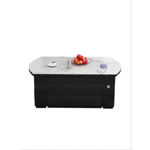 Folding electric lifting rock plate tea table with table changing dual-purpose family living room lifting tea table