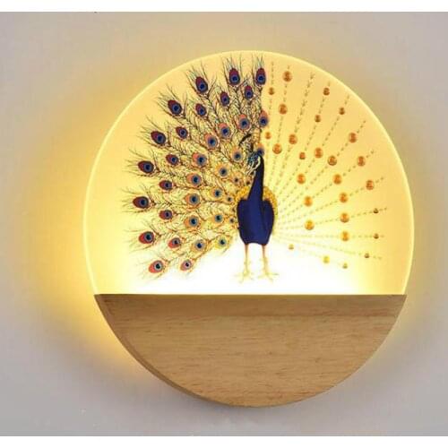 Bedroom Bedside Led Wall Lamps indoor Creative Simple Decoration 3 color Wall Lights acrylic wood Led Light