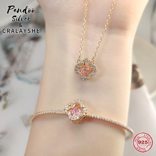 Trend S925 Sterling Silver High Quality Jewelry 1:1 Copy,Swan SPARKLING DANCE Clover Necklace For Women Elegant Gift With Logo