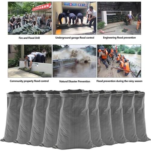10pcs Flood Sandbags PP Sandbag Flood Bag Thickened Flood Water Control Sand Bag Plastic UV Resistant Soil Sandbag