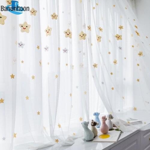 Cortinas Dormitorio Cortina Curtain Smiley Star Simple Tulle Screen Childrens Bedroom Partition Gauze For Living Room Drapes