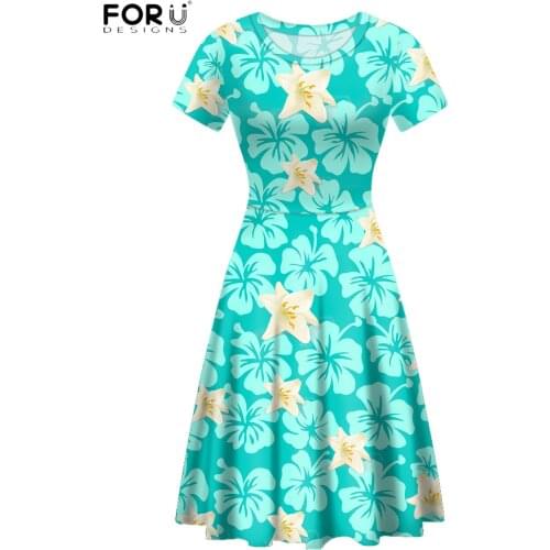 FORUSEDIGNS Fashion Sexy Women Maxi Dress Short Tops Hawaii Hibiscus Flower Printing Casual Sundress Party Beauty Robe Femme
