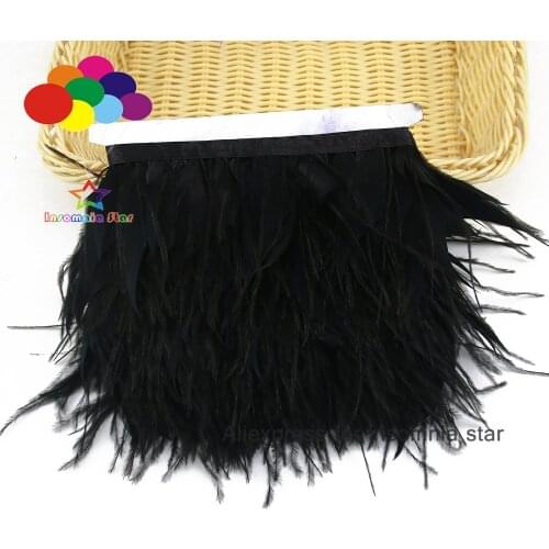 10 meter black fluffy beautiful ostrich goose feather trim cloth sideband 8-12cm wide Suitable for skirts / dresses