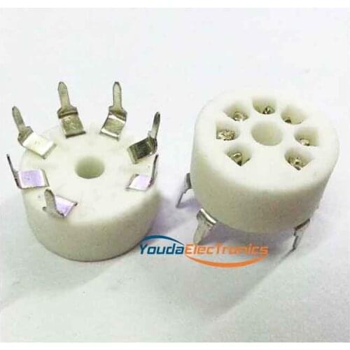 10PCs Silver plated Ceramic 7pin Vacuum tube socket GZC7-Y-B for 6J1 6J2 6Z4 6K4 6X4