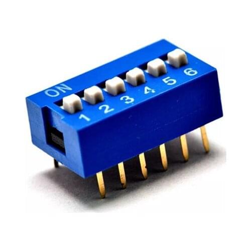 100pcs/lot DIP Switch 6 Position 2.54mm Pitch 6P Slide DIP Switch 2 Row 12 Pin Blue Color