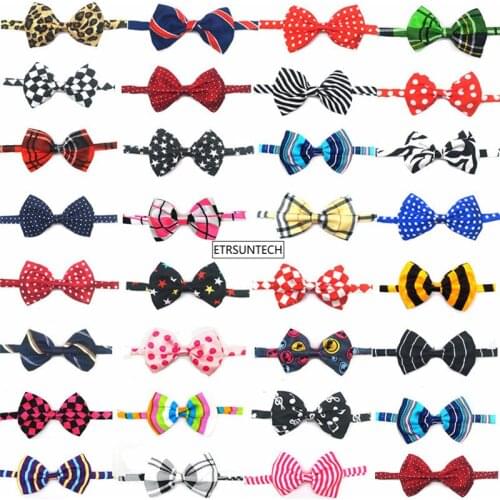 100pcs Pet Dog Cat Necklace Adjustable Cat Collar Dogs Accessories Pet Dog Cat Bow Tie Puppy