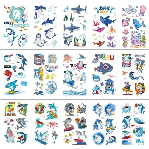 15seets/Set Ocean Shark and Pirate Series Temporary Tattoo Cartoon Children Art Waterproof Fake Tattoo Sticker