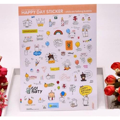 2pcs/pack Happy Day Animal paper Sticker Multifunction Cartoon DIY Stickers Sign post Office school supplies