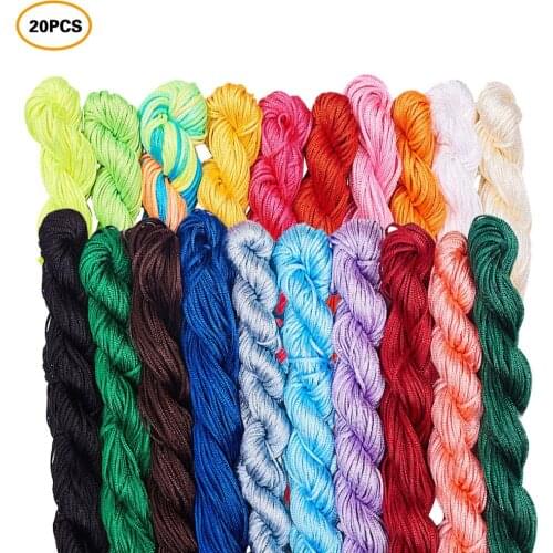 20pcs 1mm Satin Rattail Silk Cord Nylon String Nylon Beading String For Necklace Bracelet Beading Cord