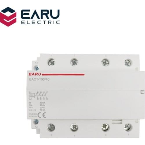4P 100A AC 220V 230V 50/60Hz Din Rail Household AC Modular Contactor Switch Controller 4NO/4NC/2NO2NC DIY Smart Home House Hotel