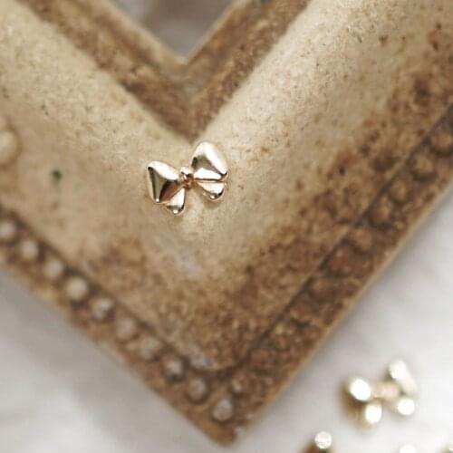 50pcs/lot 3d Ribbon Bow Bow-knot Alloy Metal Rivets Nail Art Decorations Supplies DIY Nails Accesorios Jewelry Designs Charms