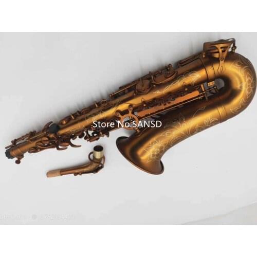 Alto Eb Tune E Flat Saxophone Lacquer gold Antique Copper Musical Instrument With Case Free Shipping