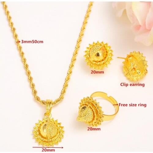 Bangrui 2017 Newest Gold Jewelry Sets Earrings Pendant Ring Traditional African bridal Habesha Women Party African Nice Gift