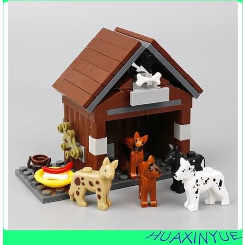Military Animals Pet Dog House Kid Gift Model Accessories Toys For Children Farm Compatible MOC Food Wooden City Building Blocks