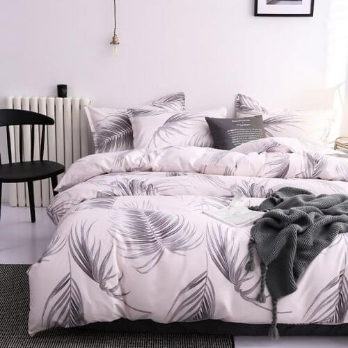 Feather Grey White Modern Europe Style Luxury Comforter Bedding Set Fashion King Queen Twin Size Bed Linen Duvet Cover Sets Gift