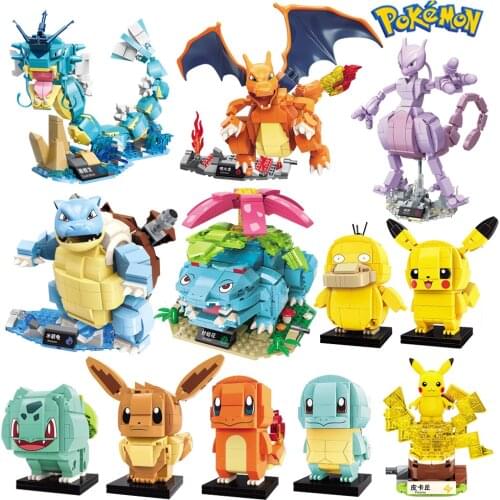 Pokemon Blocks Pikachu Mewtwo Gyarados Venusaur Charizard Blastoise Anime Figure Building Blocks Toys Christmas Birthday Gift