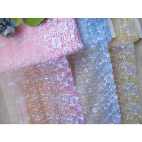 10Yards Beautiful Pink Yellow 18cm Width Exquisite Handmade DIY Embroidery Fabric Lace Trim Decoration High Quality
