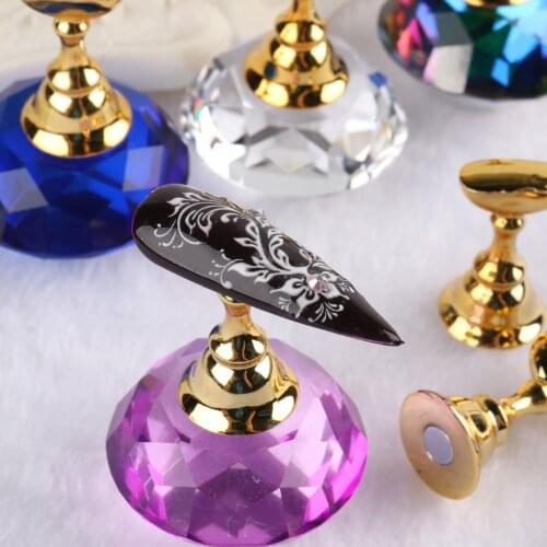 1Set Magnetic Fake Nail Display Tool Crystal Base Holder Alloy False Tips Stand Practice Showing Manicure Nails Art Tools NL1785