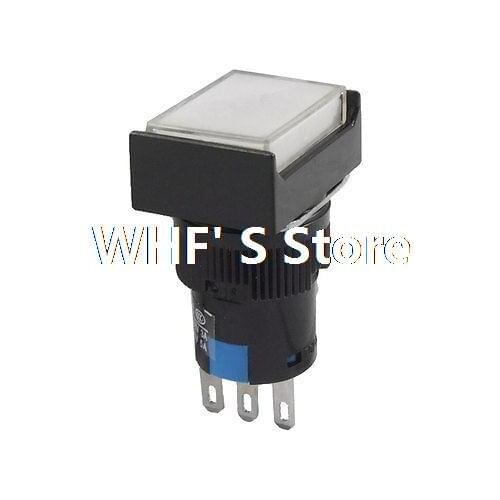 Momentary 3 Pins 1NO 1NC Rectangle White Push Button Switch