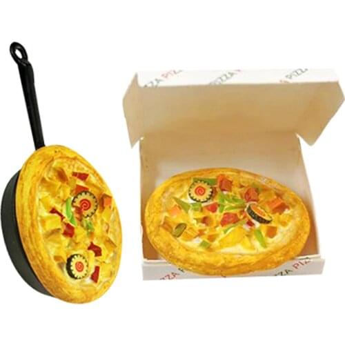 1/12 Dollhouse Miniature Accessories Mini Resin Pizza with Box Simulation Food Model Toys for Doll House Decoration