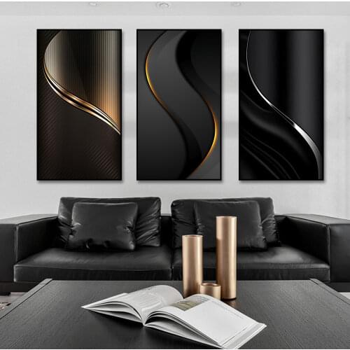 Minimalist Abstract Painting Art Posters and Prints Golden Lines Wall Art Canvas Painting Pictures for Living Room Home Decor