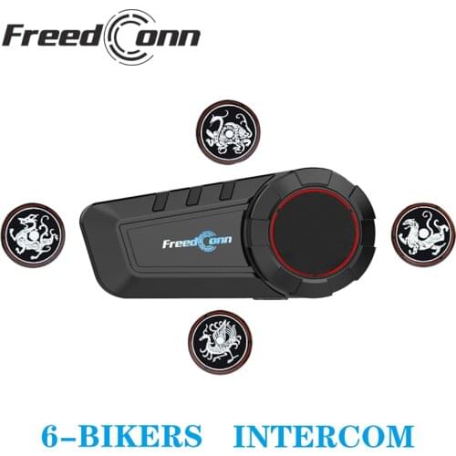 NEW ARRIVAL 1PC FreedConn KY-Pro Motorcycle Bluetooth v5.0 Intercom with 4 DIY Case Waterproof Helmet Headsets 1000m for 6Riders