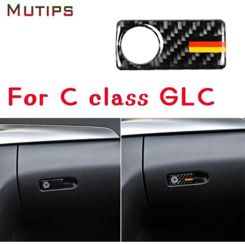 Mutips Interior Car Door Handle Copilot Side Storage Trim Strip Frame Carbon Fiber Sticker Auto for Mercedes C E Class W205 GLC