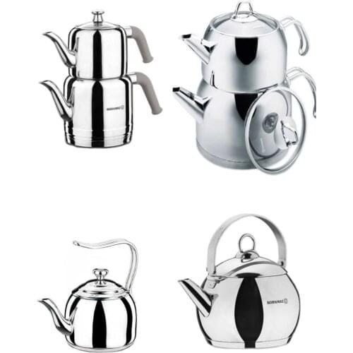 Korkmaz Teapot Sets and Kettles, Stainless Steel Induction Cooker Gas Stove, Turkish Tea, Coffee Water Heater Herbal
