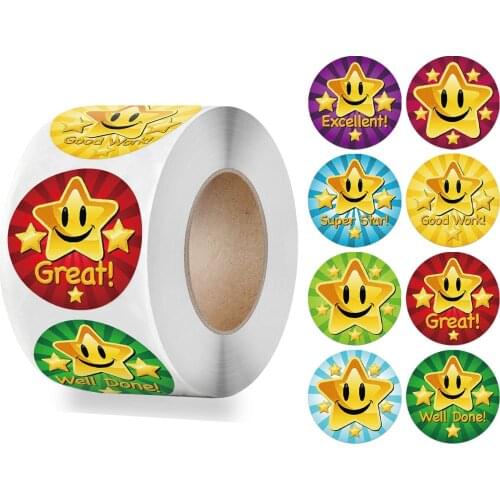 50-500pcs Children Reward Stickers Creative School Supplies Reward Cute Star Sticker 2.5cm Circle Kids Toy Stickers