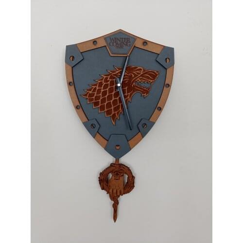 Goodtime Winter Coming Stark Decorative Swinging Pendulum Wall Clock MDF Wooden Home Needles Design Free Shipping