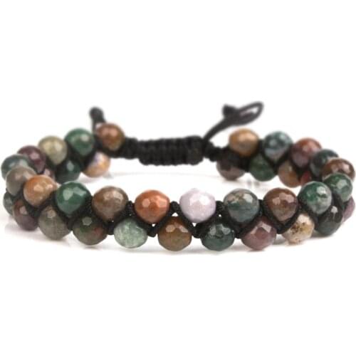 Natural Stone Beads Indian Onyx Rope Woven Bracelet For Women Jewelry Handmade Rope Adjustable Bangle