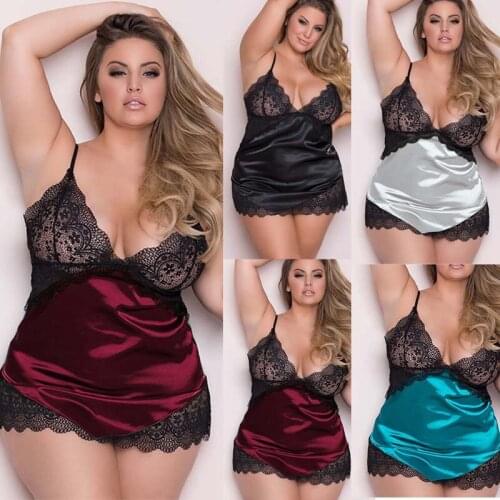 Oversized nightdress lace deep V sexy satin satin sexy lingerie for women erotic erotic lingerie sexy wear sexy skirt for sex