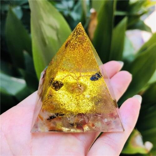 5cm Orgonite Improve Fortune Help Business Tower Natural Crystal Energy Orgone Pyramid Decoration Process Resin Lucky Gift