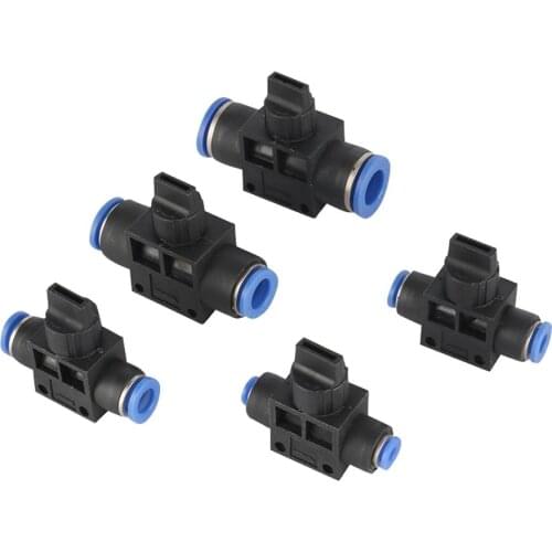 Air Pneumatic Hand Valve 4mm 6mm 8mm 10mm 12mm OD Hose Pipe Tube Push Into Connect T-joint 2-Way Flow Limiting Speed Control