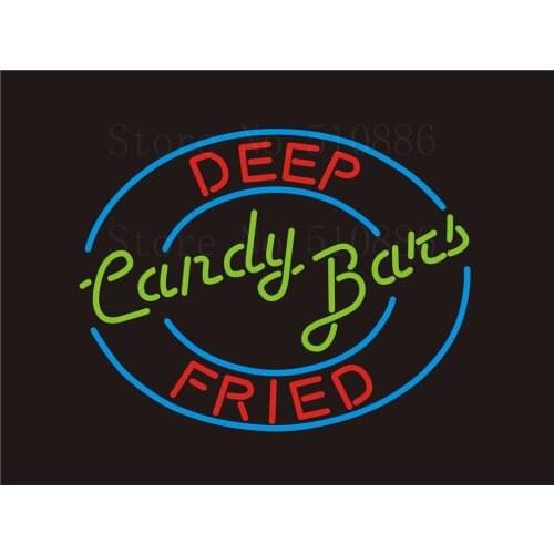 Custom Signage NEON SIGNS Deep Fried Candy Bats Real GLASS Tube BAR PUB Signboard Display Decorate Store Shop Light Sign 17*14"