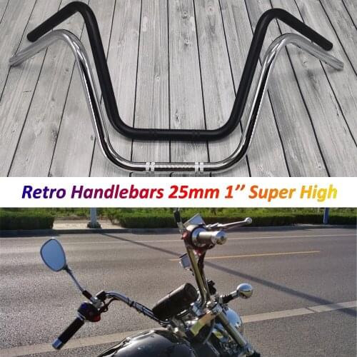 Motorcycle Handlebar 25mm Super High Bars Retro Motorbike Steering Wheel for Bobber Chopper Scooter XL883 XL1200 Dyna Softail