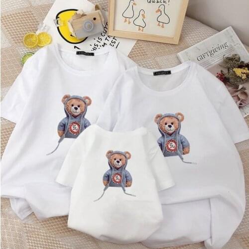 2021Popular 3D Bear Print Summer Family Matching Clothes Look Mother Dad Daughter Son Mommy and Me Mom Tee Shirts Family Outfits