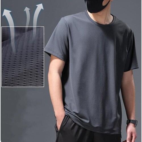 Mesh men t shirt breathable and quick-drying short-sleeved loose casual shirt sports oversized t shirt O-Neck best seller