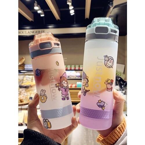 500/600ml Cartoon Pattern Drink Water Straw Bottle Cup Plastic for Baby Kids Children Student Boy Girl Creative Gift Wholesale