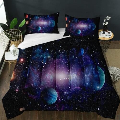 Customize Super Comforter Soft Quilting 3D Print Galaxy Starry Sky Astronaut Quilt Home Bedroom Decoration Suitable For Adult